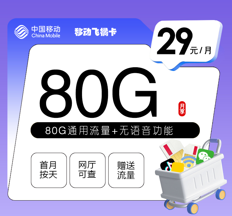 移动飞橘卡【29元80G】