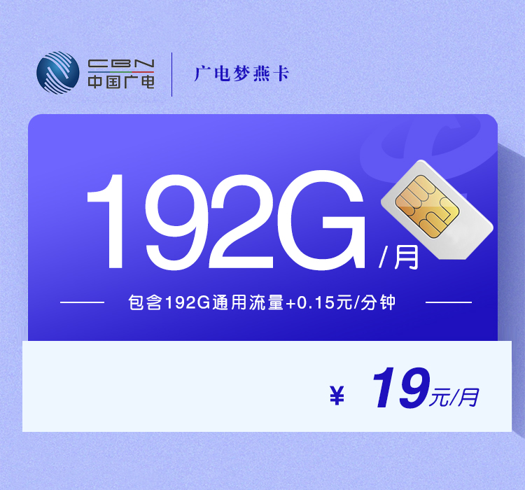 广电梦燕卡【19元192G】